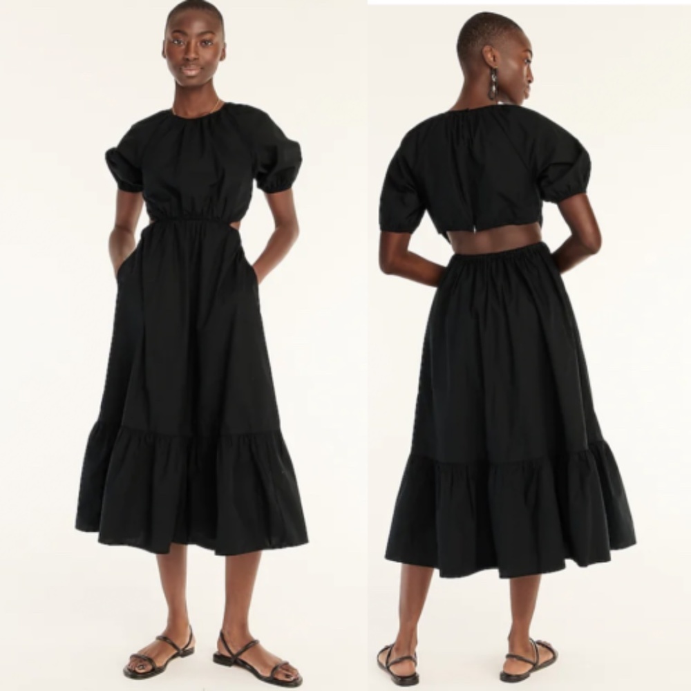 J. Crew | Side-cutout Cotton Poplin Midi Dress | Sz 6 Tall